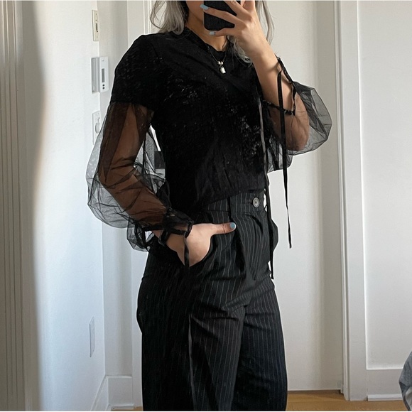 Black mesh long sleeve shirt size S - Picture 2 of 3